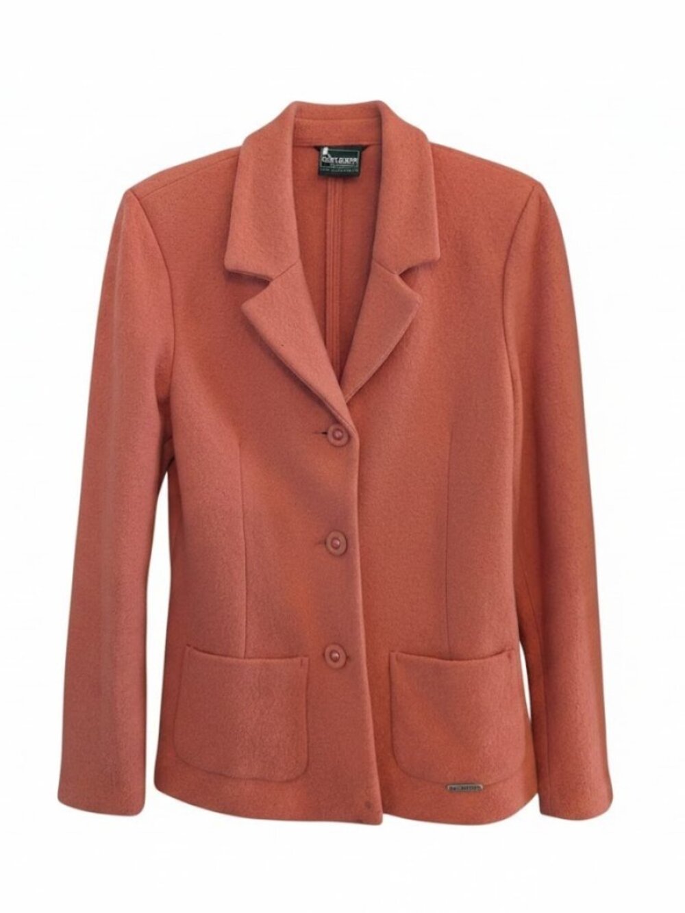Geiger Austria Boiled Wool Blazer Coral Pink Button Front Women’s EU 38/US 8